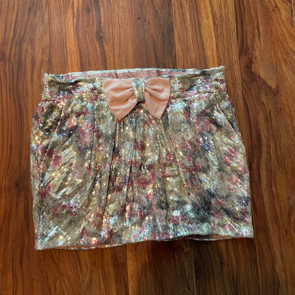 Zara Multicolored Sequin Skirt with Bow